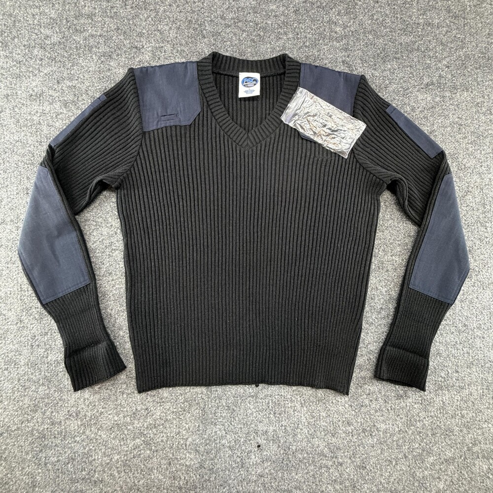 PSC Uniform Apparel Sweater Mens Large Black V-Neck Commando Uniform Duty Knit
